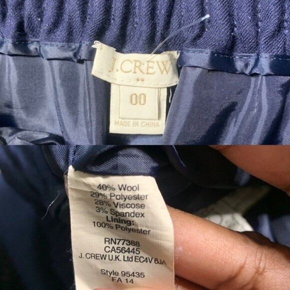 J. Crew Skirt Women’s 00 Blue Paperbag Waist Wool Blend Preppy Office Academia - Picture 6 of 7